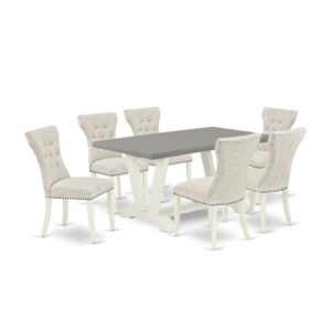 EAST WEST FURNITURE 7-PC KITCHEN DINING SET- 6 FABULOUS UPHOLSTERED DINING CHAIRS AND 1 BREAKFAST TABLE