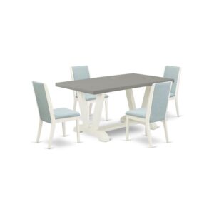 EAST WEST FURNITURE 5-PIECE KITCHEN SET WITH 4 MODERN DINING CHAIRS AND RECTANGULAR TABLE