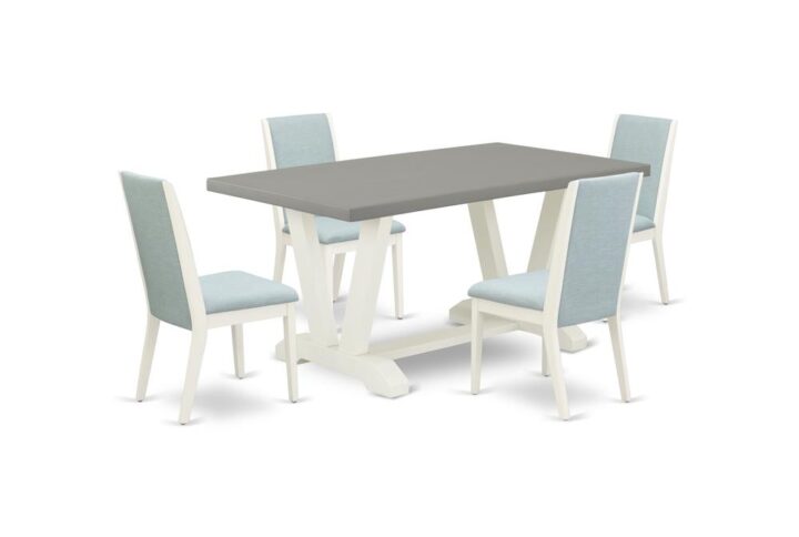 EAST WEST FURNITURE 5-PIECE KITCHEN SET WITH 4 MODERN DINING CHAIRS AND RECTANGULAR TABLE