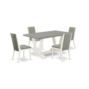 EAST WEST FURNITURE 5-PC RECTANGULAR TABLE SET WITH 4 PADDED PARSON CHAIRS AND KITCHEN RECTANGULAR TABLE