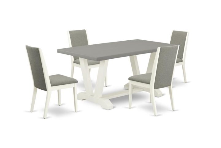 EAST WEST FURNITURE 5-PC RECTANGULAR TABLE SET WITH 4 PADDED PARSON CHAIRS AND KITCHEN RECTANGULAR TABLE