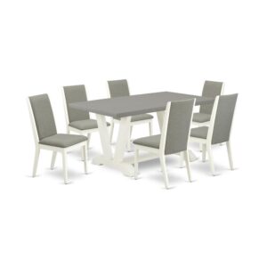 EAST WEST FURNITURE 7-PC DINING ROOM TABLE SET WITH 6 DINING ROOM CHAIRS AND RECTANGULAR TABLE