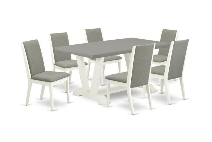 EAST WEST FURNITURE 7-PC DINING ROOM TABLE SET WITH 6 DINING ROOM CHAIRS AND RECTANGULAR TABLE