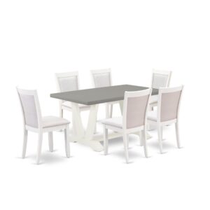 Our Eye-Catching Dining Table Set  Will Enhance The Beauty Of Any Dining Area With Its Stylish Design And Decor. This Dinette Set  Includes An Elegant Rectangular Table And 6 Matching Dining Chairs. This Dining Room Table Set  Adds Some Simple And Contemporary Beauty To Your Home. Ideal For Dinette