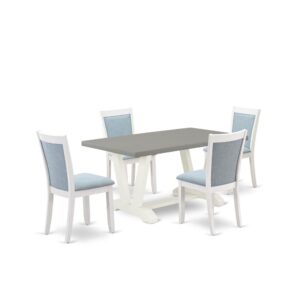 Our Eye-Catching Modern Dining Set  Will Boost The Appearance Of Any Dining Area With Its Stylish Design And Decor. This Table Set  Consists Of A Dining Room Table And 4 Matching Upholstered Chairs. This Dining Room Table Set  Adds Some Simple And Contemporary Elegance To Your Home. Ideal For Dinette