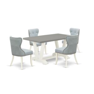 EAST WEST FURNITURE 5-Pc KITCHEN DINING SET- 4 FABULOUS KITCHEN PARSON CHAIRS AND 1 KITCHEN TABLE