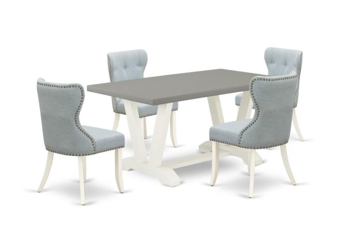 EAST WEST FURNITURE 5-Pc KITCHEN DINING SET- 4 FABULOUS KITCHEN PARSON CHAIRS AND 1 KITCHEN TABLE