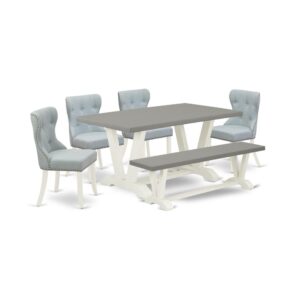 EAST WEST FURNITURE 6-PC MODERN DINING SET- 4 FANTASTIC PARSON CHAIRS