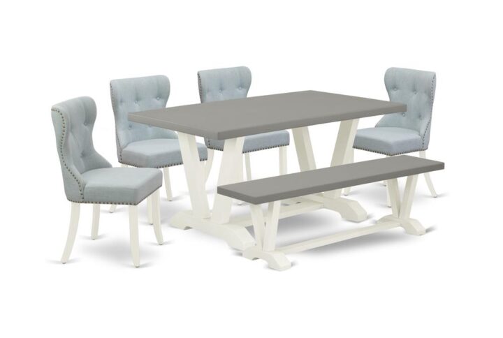 EAST WEST FURNITURE 6-PC MODERN DINING SET- 4 FANTASTIC PARSON CHAIRS