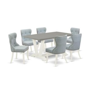 EAST WEST FURNITURE 7-PC KITCHEN DINING ROOM SET- 6 FANTASTIC PARSON DINING CHAIRS AND 1 KITCHEN DINING TABLE