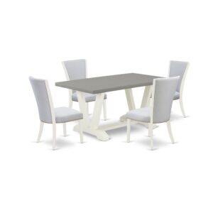 EAST WEST FURNITURE 5 - PIECE DINING ROOM SET INCLUDES 4 KITCHEN CHAIRS AND MODERN RECTANGULAR DINING TABLE