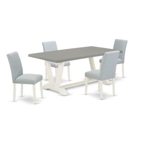 EAST WEST FURNITURE 5 - PIECE DINING ROOM SET INCLUDES 4 UPHOLSTERED CHAIRS AND DINING ROOM TABLE