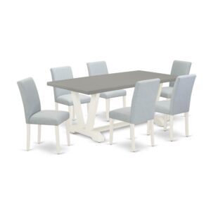 EAST WEST FURNITURE 7 - PIECE KITCHEN DINING TABLE SET INCLUDES 6 MODERN CHAIRS AND MODERN RECTANGULAR DINING TABLE