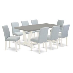 EAST WEST FURNITURE 9 - PC TABLE AND CHAIRS DINING SET INCLUDES 8 MODERN DINING CHAIRS AND RECTANGULAR KITCHEN DINING TABLE