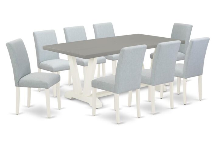 EAST WEST FURNITURE 9 - PC TABLE AND CHAIRS DINING SET INCLUDES 8 MODERN DINING CHAIRS AND RECTANGULAR KITCHEN DINING TABLE
