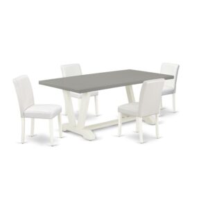 EAST WEST FURNITURE 5-PIECE DINETTE SET WITH 4 MODERN DINING CHAIRS AND RECTANGULAR DINING TABLE