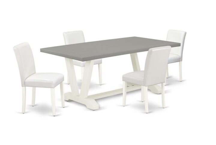 EAST WEST FURNITURE 5-PIECE DINETTE SET WITH 4 MODERN DINING CHAIRS AND RECTANGULAR DINING TABLE