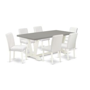 EAST WEST FURNITURE 7-PIECE DINING TABLE SET WITH 6 PADDED PARSON CHAIRS AND KITCHEN RECTANGULAR TABLE