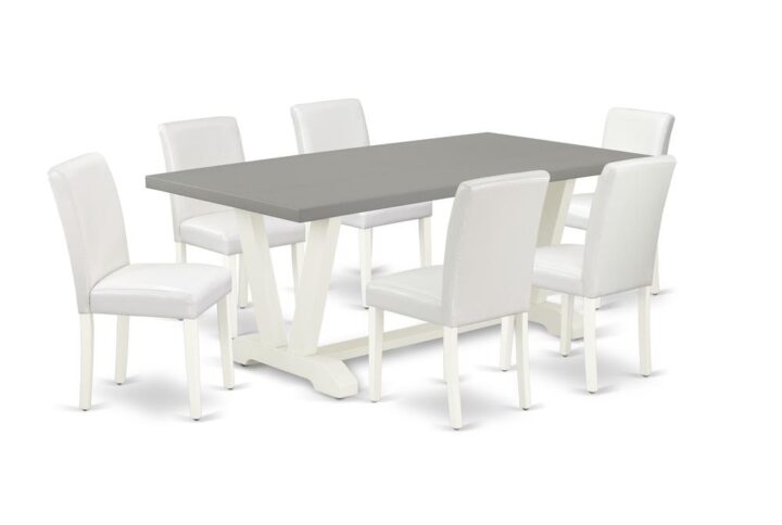 EAST WEST FURNITURE 7-PIECE DINING TABLE SET WITH 6 PADDED PARSON CHAIRS AND KITCHEN RECTANGULAR TABLE