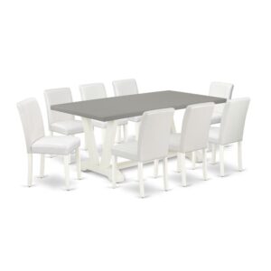 EAST WEST FURNITURE 9-PIECE KITCHEN TABLE SET WITH 8 PADDED PARSON CHAIRS AND RECTANGULAR KITCHEN TABLE