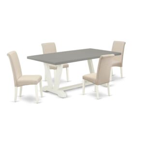 EAST WEST FURNITURE 5-PIECE DINING ROOM TABLE SET WITH 4 DINING ROOM CHAIRS AND RECTANGULAR WOOD DINING TABLE
