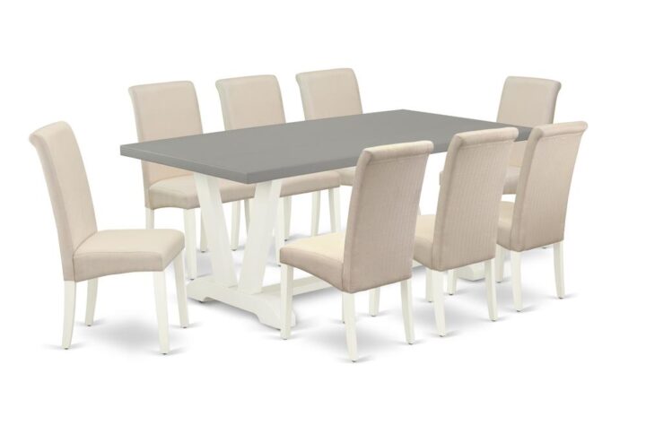 EAST WEST FURNITURE 9-PC DINING TABLE SET WITH 8 DINING ROOM CHAIRS AND RECTANGULAR DINING TABLE