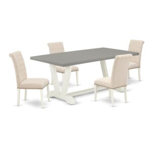 EAST WEST FURNITURE 5-PC DINING ROOM TABLE SET WITH 4 PARSON DINING ROOM CHAIRS AND RECTANGULAR WOOD TABLE