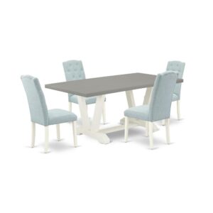 EAST WEST FURNITURE 5-PIECE DINING ROOM TABLE SET- 4 WONDERFUL PARSON CHAIRS AND 1 DINING ROOM TABLE