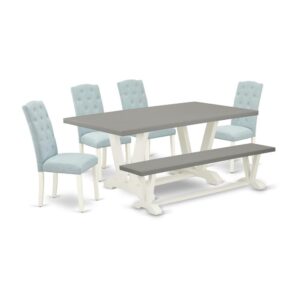 EAST WEST FURNITURE 6-PC DINETTE SET- 4 STUNNING PADDED PARSON CHAIR