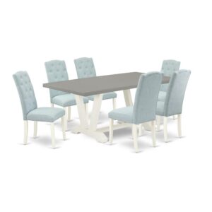 EAST WEST FURNITURE 7-PIECE DINETTE ROOM SET- 6 WONDERFUL UPHOLSTERED DINING CHAIRS AND 1 DINING ROOM TABLE