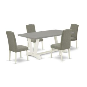 EAST WEST FURNITURE 5-PIECE KITCHEN TABLE SET WITH 4 MODERN DINING CHAIRS AND RECTANGULAR DINING TABLE