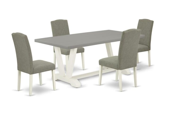 EAST WEST FURNITURE 5-PIECE KITCHEN TABLE SET WITH 4 MODERN DINING CHAIRS AND RECTANGULAR DINING TABLE
