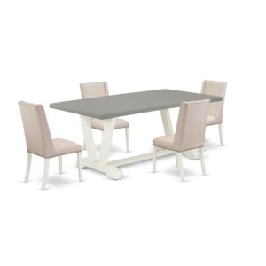 EAST WEST FURNITURE 5-PC MODERN DINING TABLE SET WITH 4 KITCHEN CHAIRS AND RECTANGULAR DINING TABLE