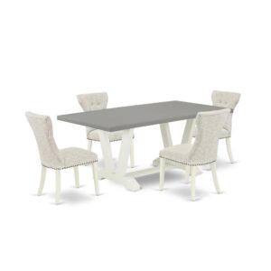 EAST WEST FURNITURE 5-Pc DINING ROOM TABLE SET- 4 FABULOUS UPHOLSTERED DINING CHAIRS AND 1 MODERN DINING ROOM TABLE