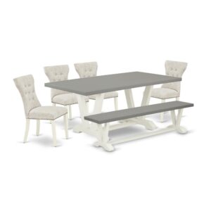 EAST WEST FURNITURE 6-PC DINING TABLE SET- 4 FANTASTIC PARSON DINING ROOM CHAIRS