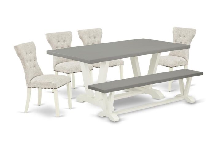 EAST WEST FURNITURE 6-PC DINING TABLE SET- 4 FANTASTIC PARSON DINING ROOM CHAIRS