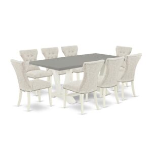 EAST WEST FURNITURE 9-PC DINETTE ROOM SET- 8 STUNNING PARSON DINING ROOM CHAIRS AND 1 WOODEN DINING TABLE