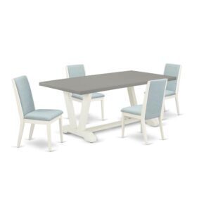 EAST WEST FURNITURE 5-PIECE DINETTE SET WITH 4 KITCHEN PARSON CHAIRS AND RECTANGULAR MODERN DINING TABLE