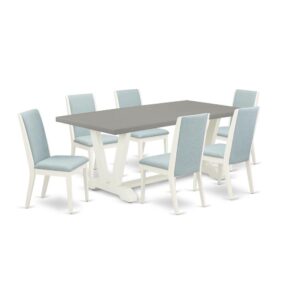 EAST WEST FURNITURE 7-PIECE DINING ROOM SET WITH 6 DINING ROOM CHAIRS AND RECTANGULAR KITCHEN TABLE