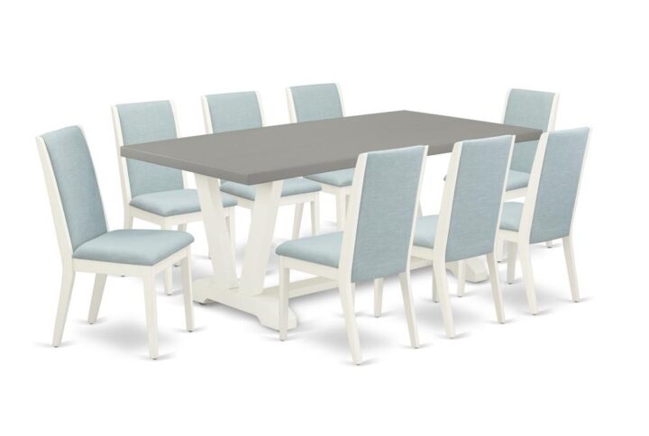 EAST WEST FURNITURE 9-PIECE RECTANGULAR TABLE SET WITH 8 KITCHEN PARSON CHAIRS AND RECTANGULAR KITCHEN TABLE