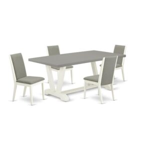 EAST WEST FURNITURE 5-PC DINING ROOM SET WITH 4 MODERN DINING CHAIRS AND RECTANGULAR TABLE