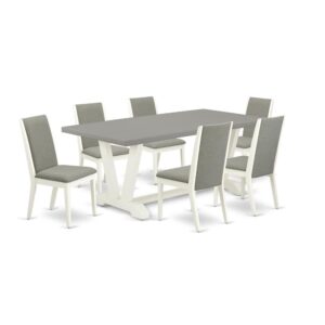EAST WEST FURNITURE 7-PC KITCHEN TABLE SET WITH 6 PARSON DINING CHAIRS AND 1 RECTANGULAR DINING TABLE
