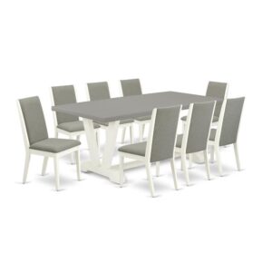 EAST WEST FURNITURE 9-PC DINING SET WITH 8 DINING CHAIRS AND 1 RECTANGULAR KITCHEN TABLE