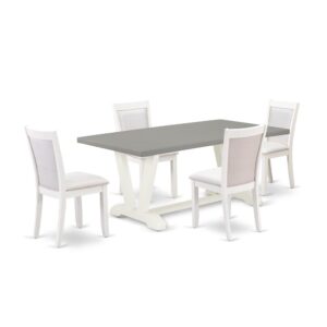 Our Eye-Catching Table Set  Will Enhance The Appearance Of Any Dining Area With Its Stylish Design And Decor. This Kitchen Table Set  Contains An Attractive Dining Room Table And 4 Matching Parsons Chairs. This Dinner Table Set  Adds Some Simple And Contemporary Elegance To Your Home. Ideal For Dinette