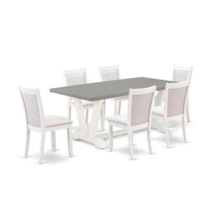 Our Eye-Catching Dining Table Set  Will Boost The Beauty Of Any Dining Area With Its Stylish Model And Decor. This Kitchen Table Set  Consists Of A Dining Table And 6 Matching Dining Chairs. This Dinette Set  Adds Some Simple And Contemporary Beauty To Your Home. Ideal For Dinette
