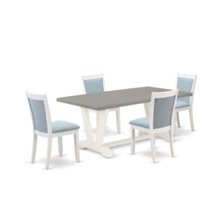 Our Eye-Catching Mid Century Modern Dining Table Set  Will Boost The Beauty Of Any Dining Area With Its Stylish Design And Decor. This Kitchen Table Set  Consists Of An Elegant Table And 4 Matching Dining Room Chairs. This Dinner Table Set  Adds Some Simple And Contemporary Beauty To Your Home. Ideal For Dinette