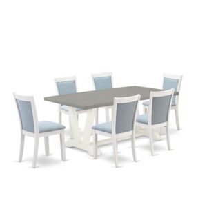 Our Eye-Catching Modern Dining Table Set  Will Boost The Appearance Of Any Dining Area With Its Stylish Design And Decor. This Dinner Table Set  Consists Of An Attractive Dinner Table And 6 Matching Dining Chairs. This Dinner Table Set  Adds Some Simple And Contemporary Beauty To Your Home. Ideal For Dinette