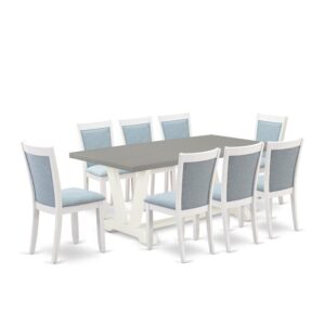 Our Eye-Catching Modern Dining Set  Will Boost The Beauty Of Any Dining Area With Its Stylish Design And Decor. This Kitchen Table Set  Consists Of An Attractive Rectangular Table And 8 Matching Dining Room Chairs. This Dining Set  Adds Some Simple And Contemporary Elegance To Your Home. Ideal For Dinette