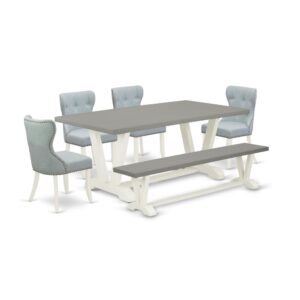 EAST WEST FURNITURE 6-PIECE DINETTE SET- 4 AMAZING PADDED PARSON CHAIR