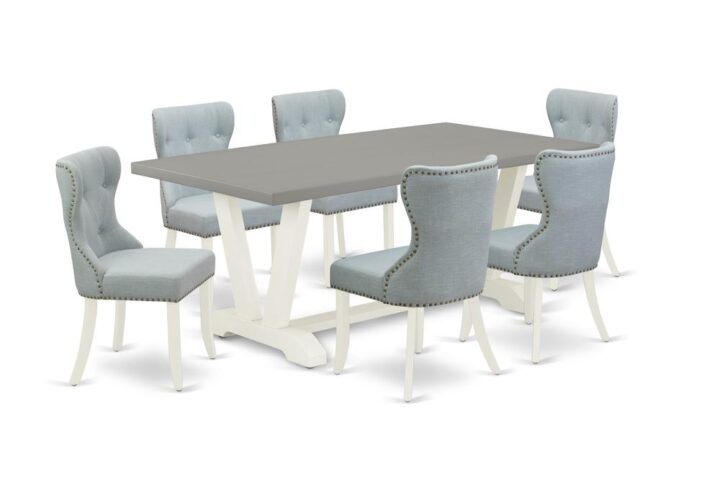 EAST WEST FURNITURE 7-PIECE DINING ROOM TABLE SET- 6 AMAZING KITCHEN CHAIRS AND 1 DINING TABLE